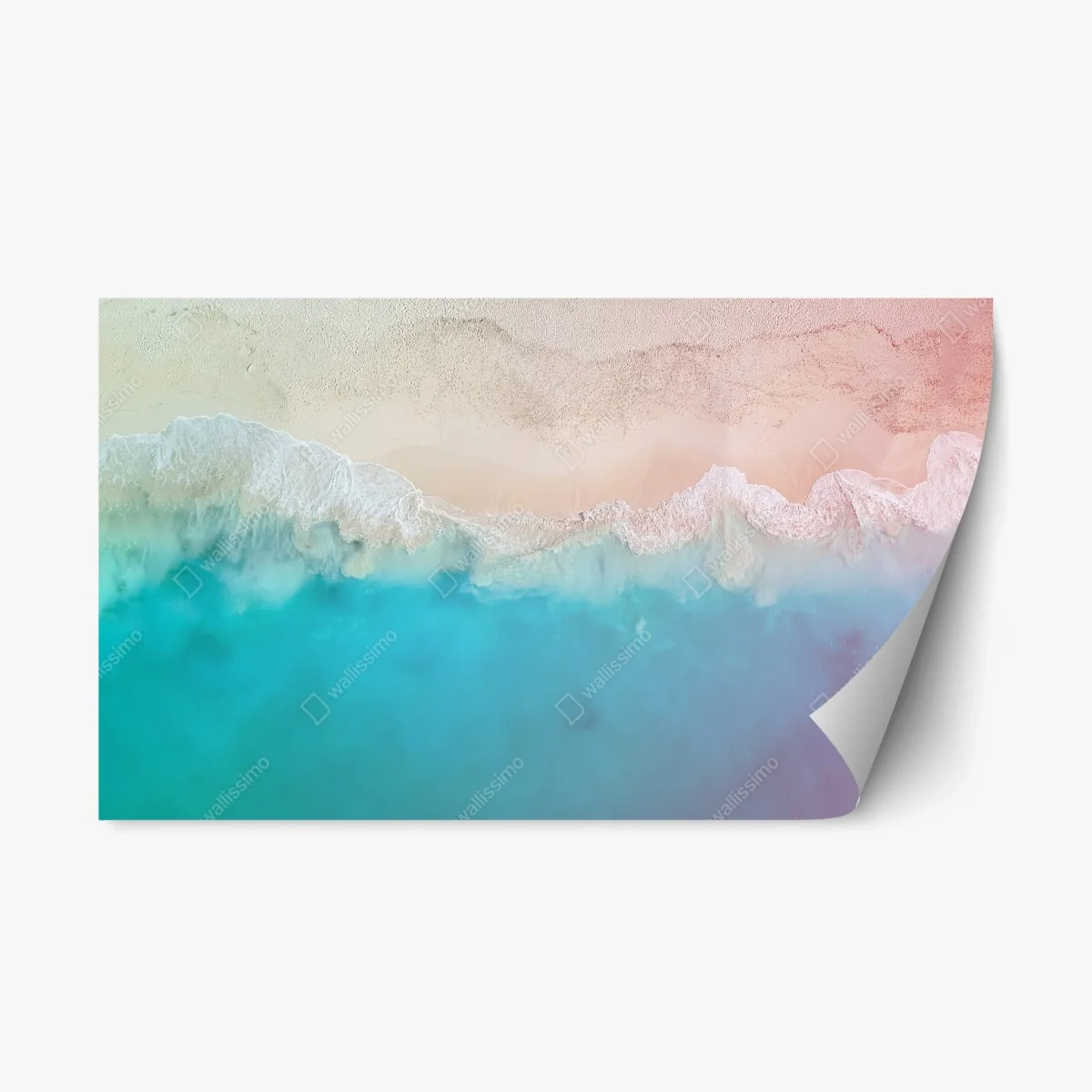 Adesivo riposizionabile vista aerea della costa in tonalità pastello • Wallissimo® Adesivo riposizionabile vista aerea della costa in tonalità pastello • Wallissimo®