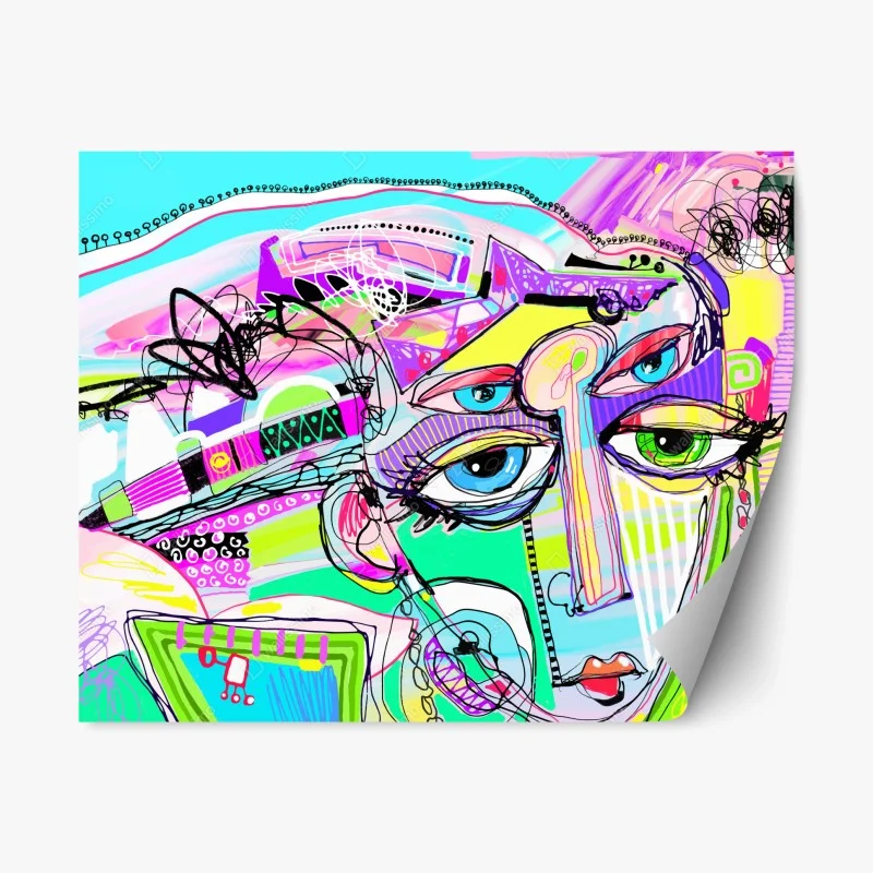 Adesivo riposizionabile volto astratto cromatico