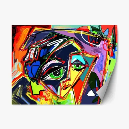 Adesivo riposizionabile volto cromatico astratto • Wallissimo®