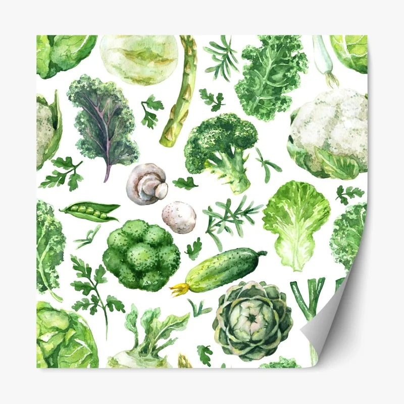 Adesivo riposizionabile motivo botanico di verdure acquerellate