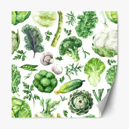 Adesivo riposizionabile motivo botanico di verdure acquerellate • Wallissimo®