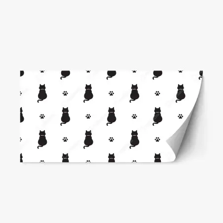 Adesivo riposizionabile motivo gatti minimal in bianco e nero • Wallissimo®