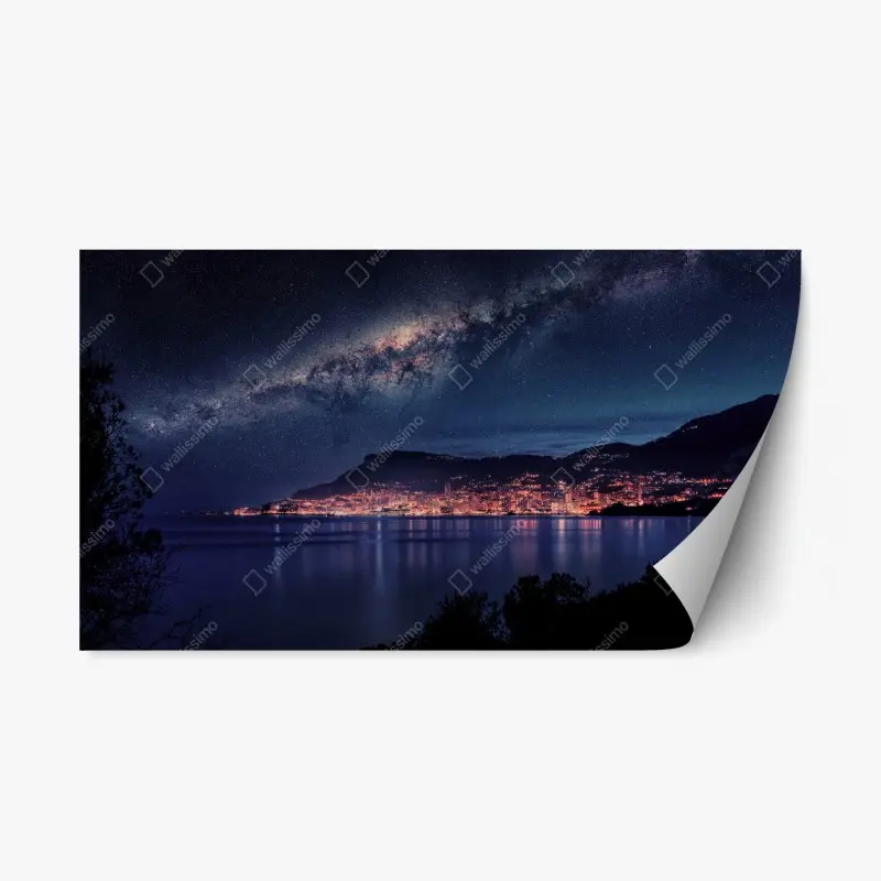 Adesivo riposizionabile panorama costiero notturno sotto la Via Lattea