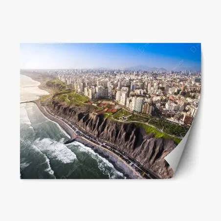 Adesivo riposizionabile panorama costiero di Miraflores, Lima • Wallissimo®