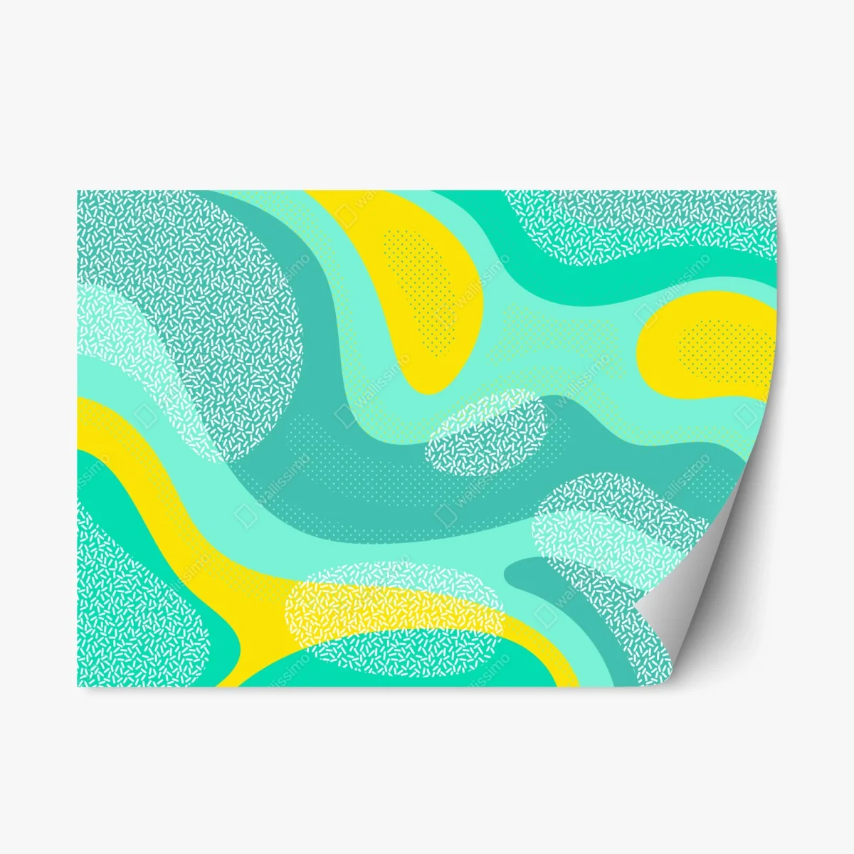 Adesivo riposizionabile onde astratte turchesi e gialle • Wallissimo® Adesivo riposizionabile onde astratte turchesi e gialle • Wallissimo®