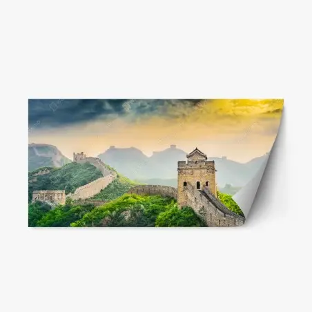 Adesivo riposizionabile panorama della Grande Muraglia in Cina al tramonto • Wallissimo®
