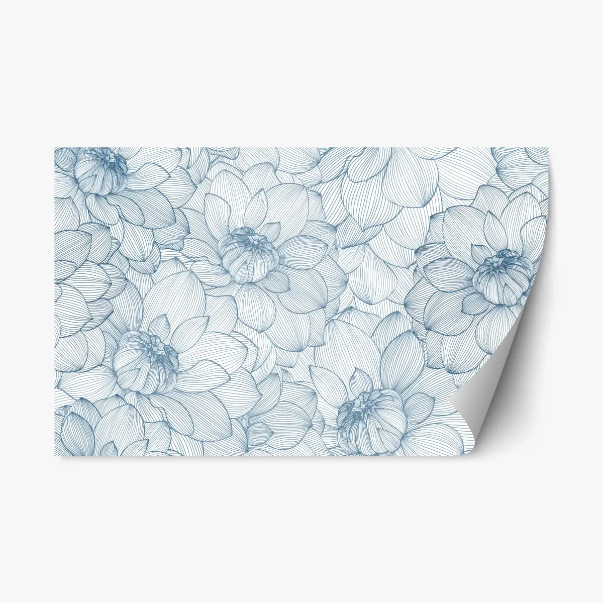 Adesivo riposizionabile motivo floreale lineare blu • Wallissimo®