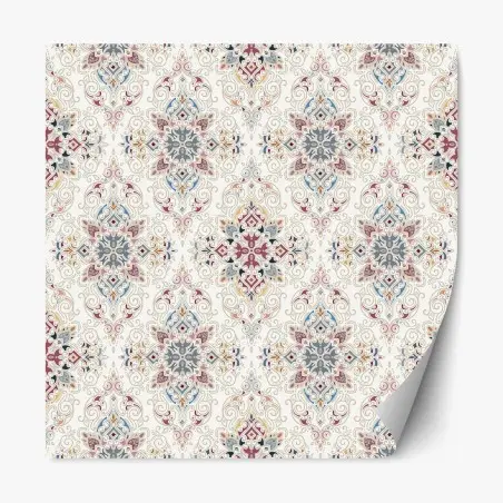 Adesivo riposizionabile motivo damascato elegante in tonalità pastello • Wallissimo®