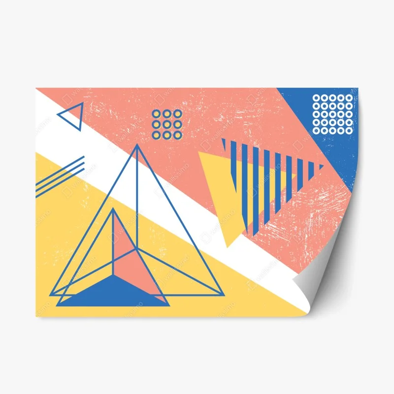 Adesivo riposizionabile composizione geometrica in stile memphis