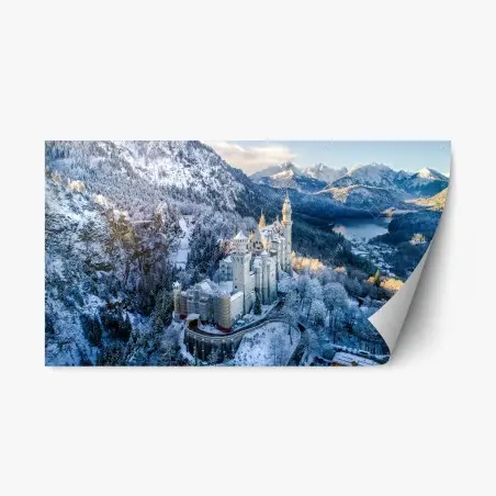 Adesivo riposizionabile castello fiabesco di Neuschwanstein tra le nevi • Wallissimo®