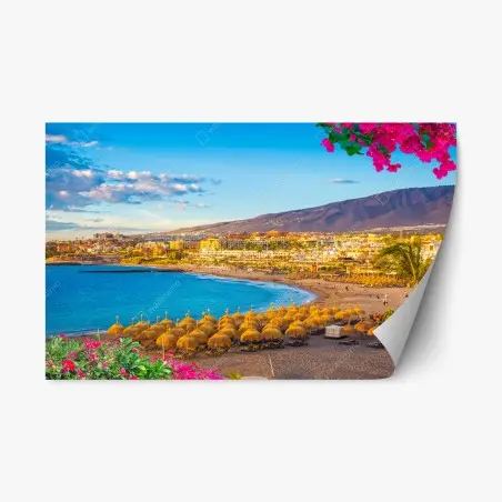 Adesivo riposizionabile tramonto sulla playa de Torviscas, Tenerife • Wallissimo®