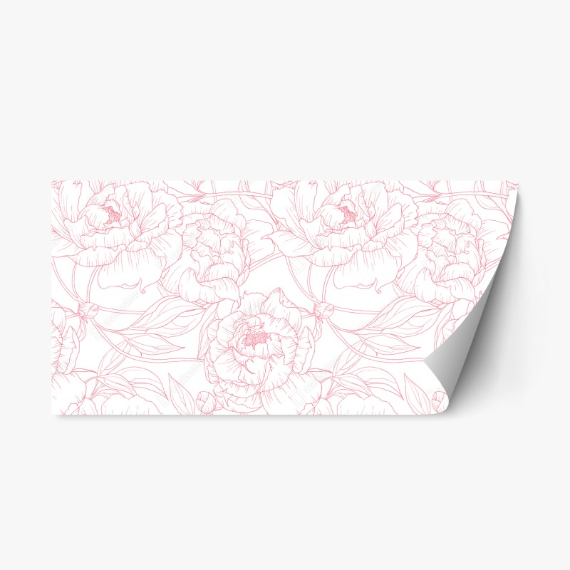 Adesivo riposizionabile motivo floreale di peonie rosa su sfondo bianco