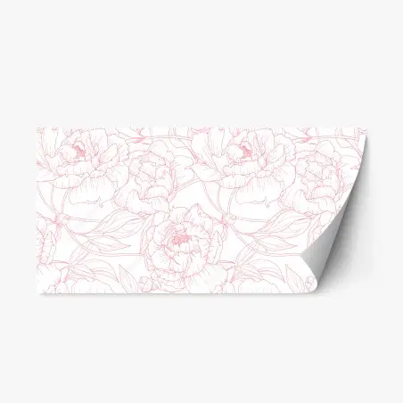 Adesivo riposizionabile motivo floreale di peonie rosa su sfondo bianco • Wallissimo®