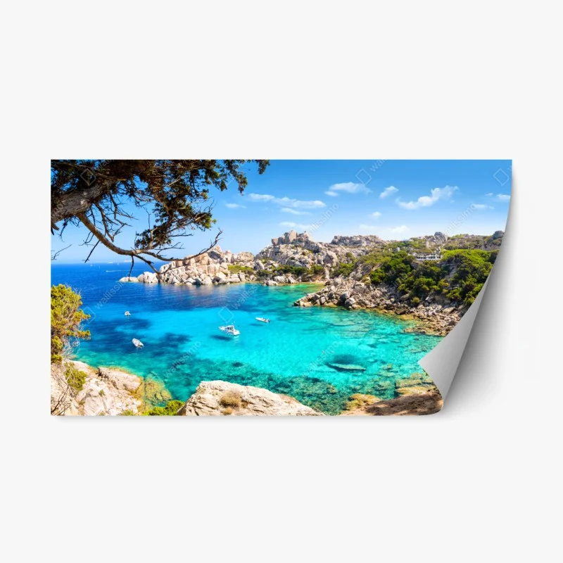 Adesivo riposizionabile oasi marina dai colori turchesi