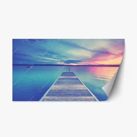 Adesivo riposizionabile molo al tramonto sul lago • Wallissimo®