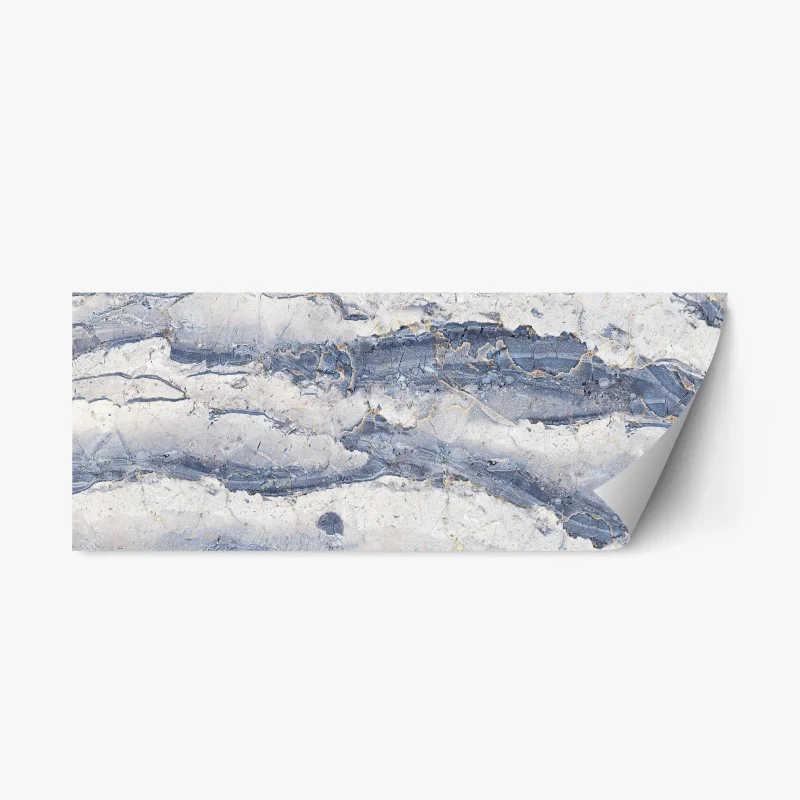 Adesivo riposizionabile venature dorate su marmo blu