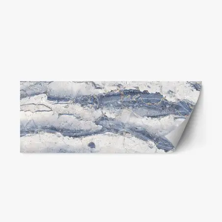 Adesivo riposizionabile venature dorate su marmo blu • Wallissimo®