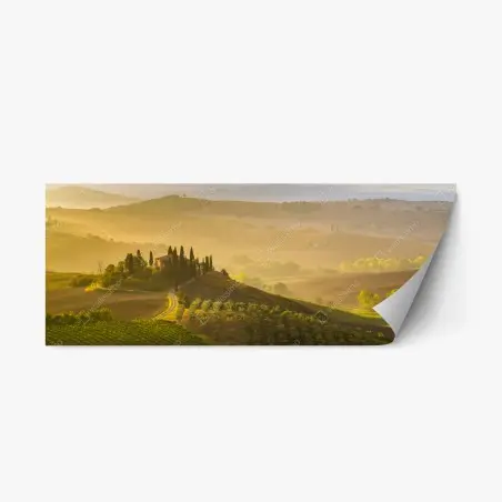 Adesivo riposizionabile mattina nebbiosa nella Val d'Orcia • Wallissimo®