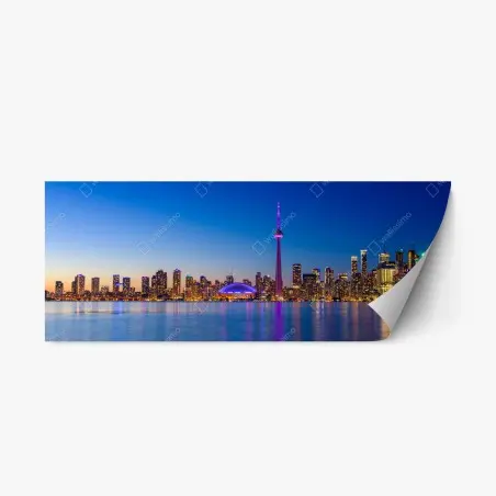 Adesivo riposizionabile skyline notturno di Toronto con riflessi sul lago • Wallissimo®