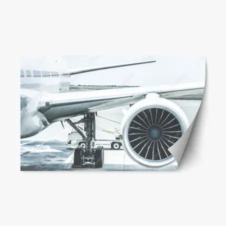 Adesivo riposizionabile dettaglio motore d'aereo al gate • Wallissimo®