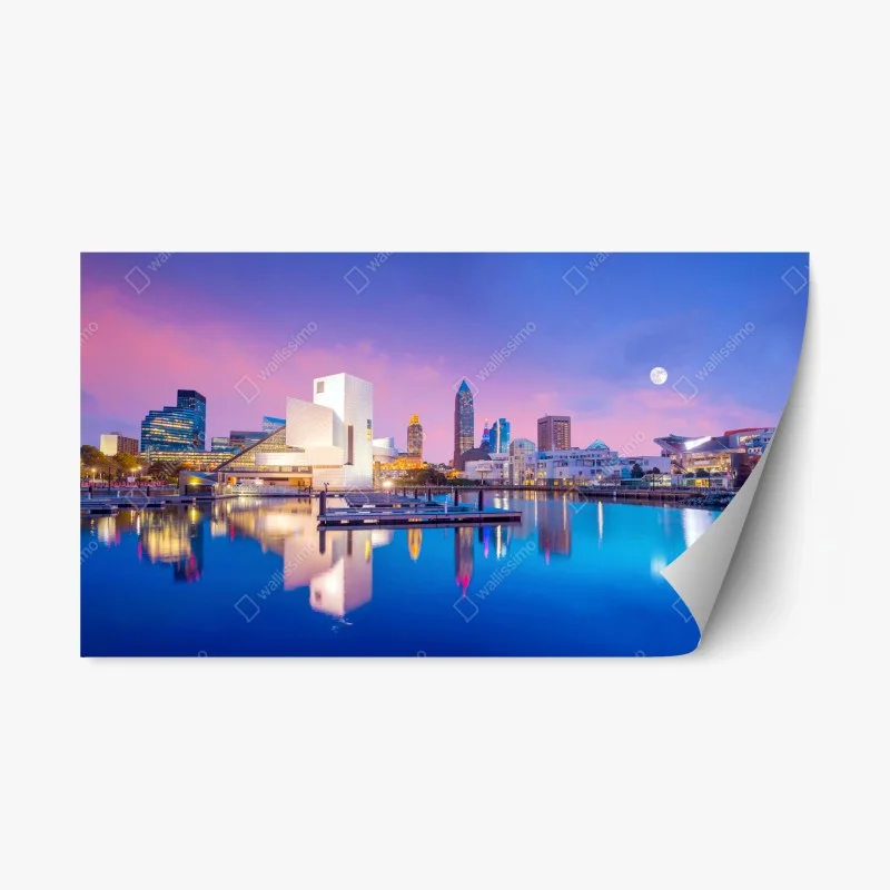 Adesivo riposizionabile tramonto sul lungolago di Cleveland