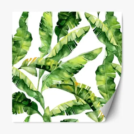 Adesivo riposizionabile fogliame tropicale ad acquerello • Wallissimo®