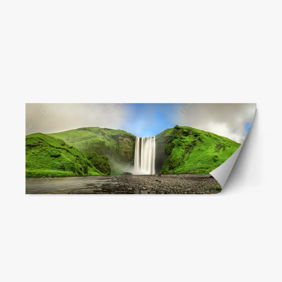 Adesivo riposizionabile cascata di Skógafoss, bellezza nordica • Wallissimo®