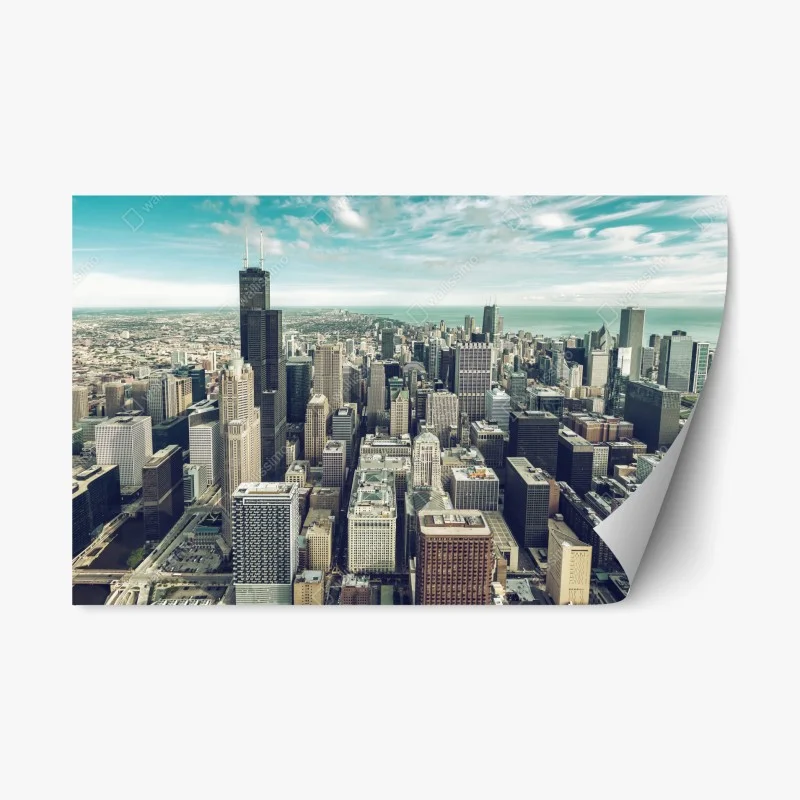 Adesivo riposizionabile panorama aereo vintage di Chicago