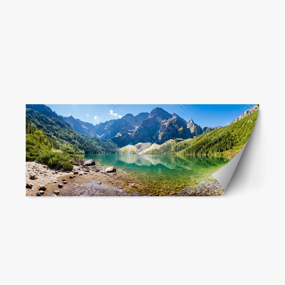 Adesivo riposizionabile panorama di lago alpino cristallino • Wallissimo® Adesivo riposizionabile panorama di lago alpino cristallino • Wallissimo®
