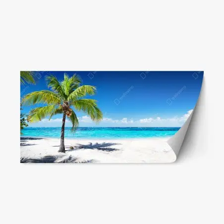Adesivo riposizionabile oasi tropicale sulla spiaggia • Wallissimo®