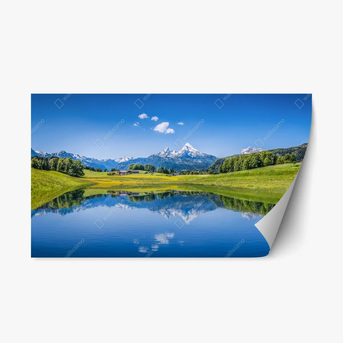 Adesivo riposizionabile riflessi delle Alpi sul lago • Wallissimo®