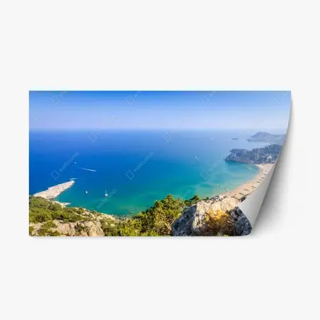 Adesivo riposizionabile veduta costiera di mare turchese e scogliere • Wallissimo®