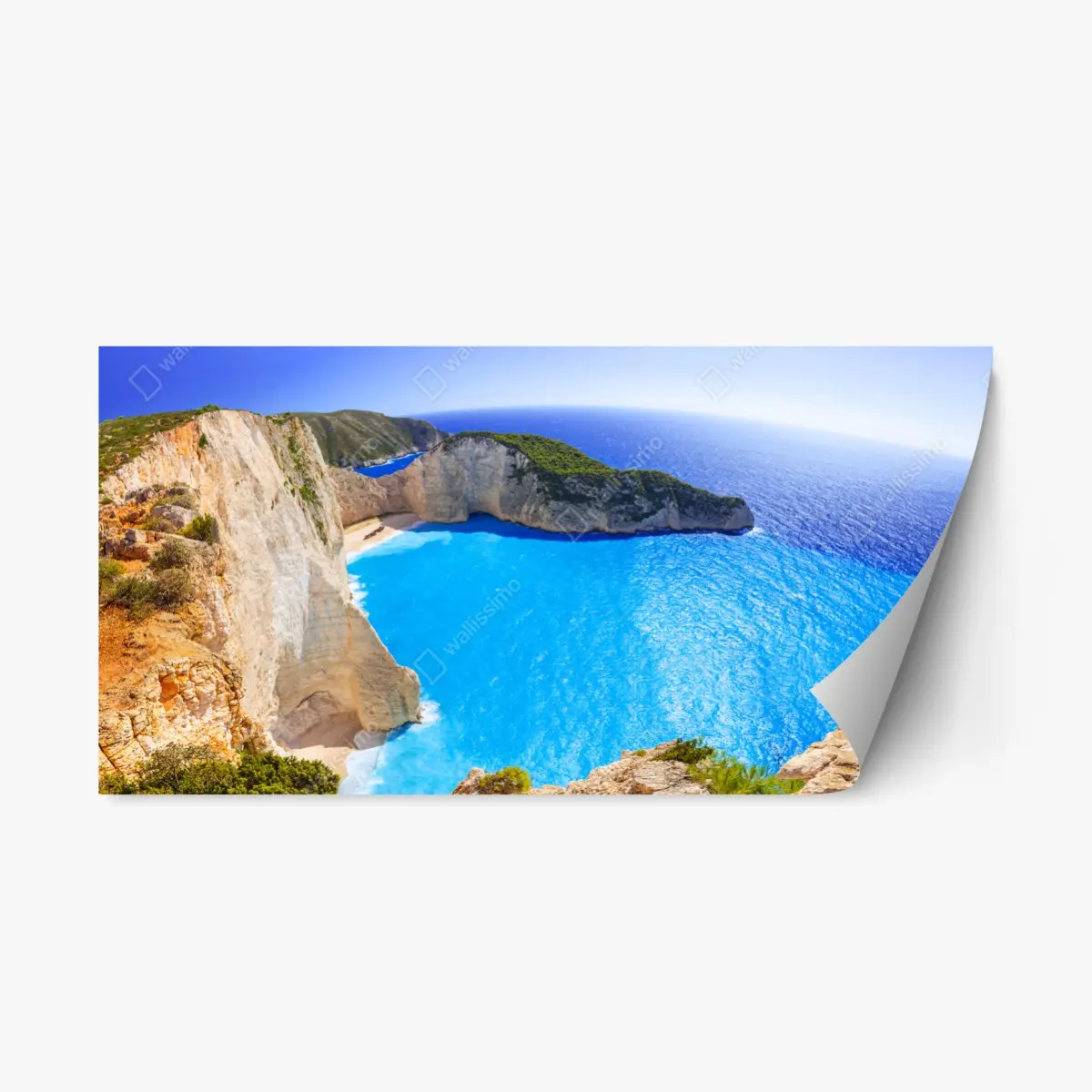 Adesivo riposizionabile baia nascosta e mare turchese • Wallissimo®