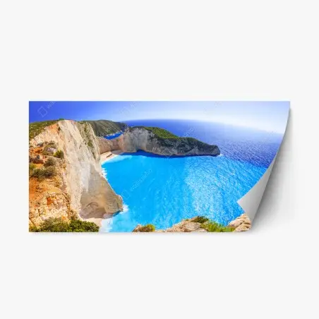 Adesivo riposizionabile baia nascosta e mare turchese • Wallissimo®