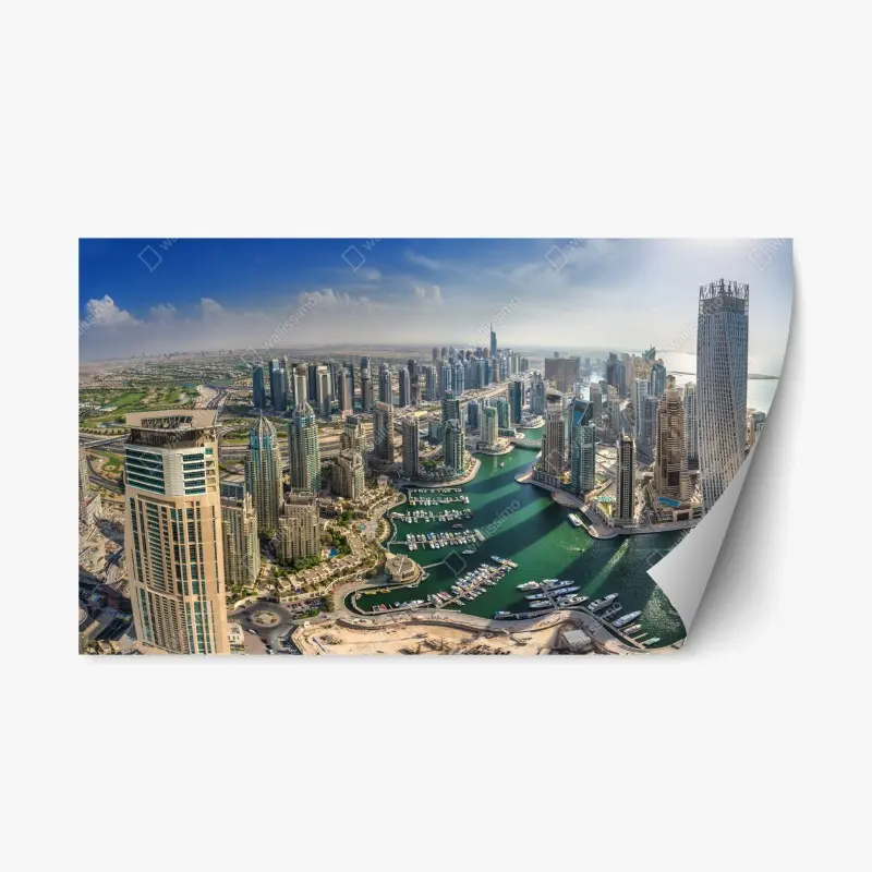 Adesivo riposizionabile vista panoramica di Dubai Marina, skyline moderno