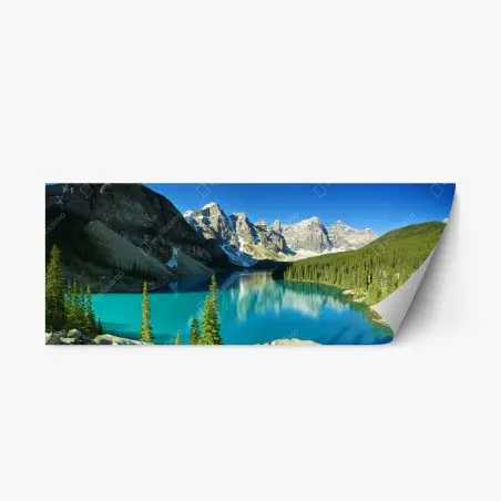 Adesivo riposizionabile stampa murale paesaggio montano con lago turchese • Wallissimo®