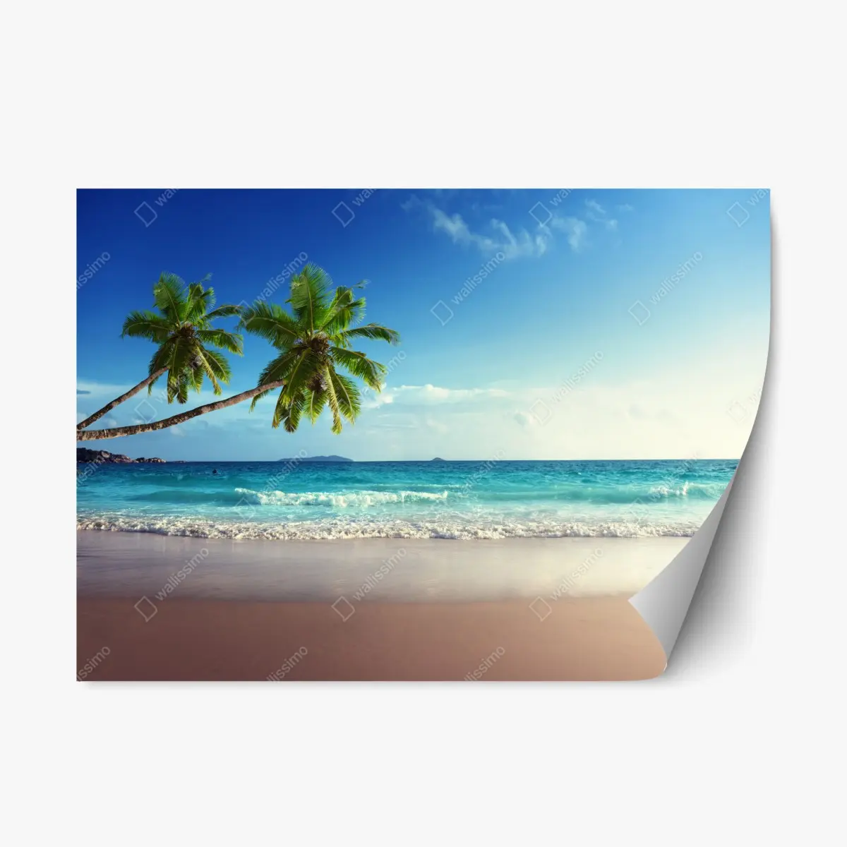 Adesivo riposizionabile tramonto tropicale ai Caraibi • Wallissimo®