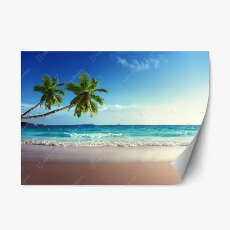 Adesivo riposizionabile tramonto tropicale ai Caraibi • Wallissimo®
