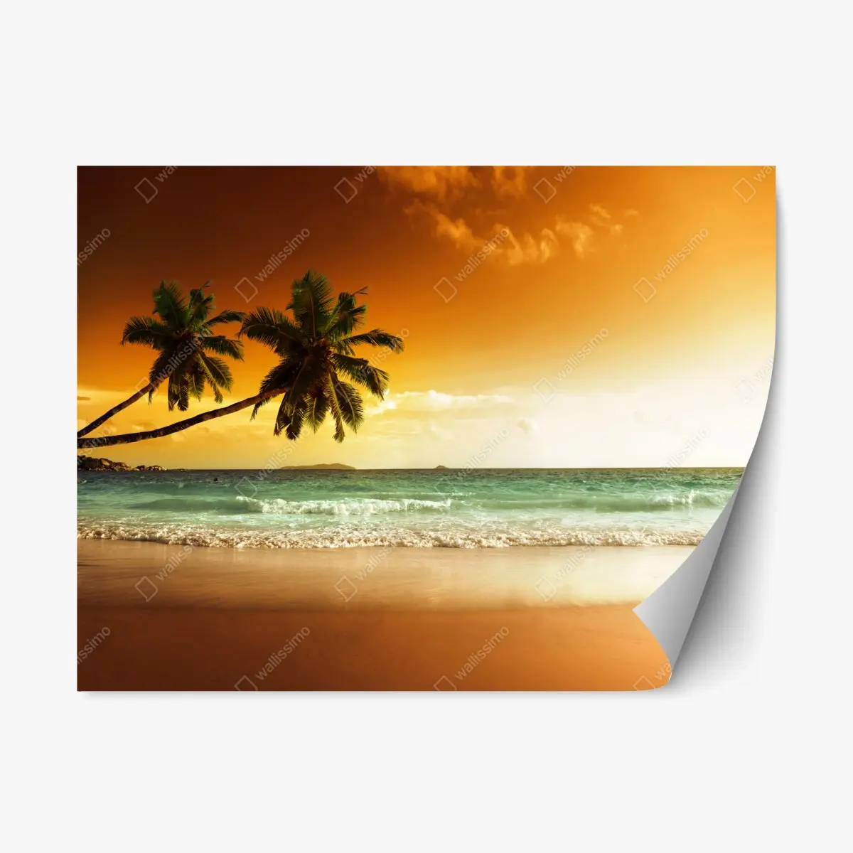 Adesivo riposizionabile tramonto tropicale sui Caraibi • Wallissimo®