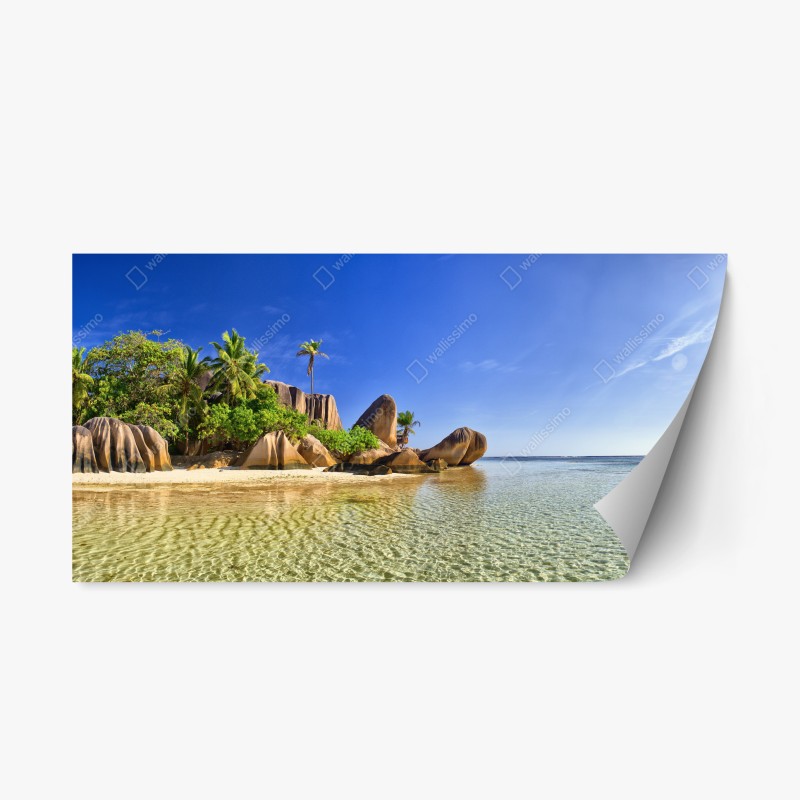 Adesivo riposizionabile paradiso tropicale sulla costa granitica
