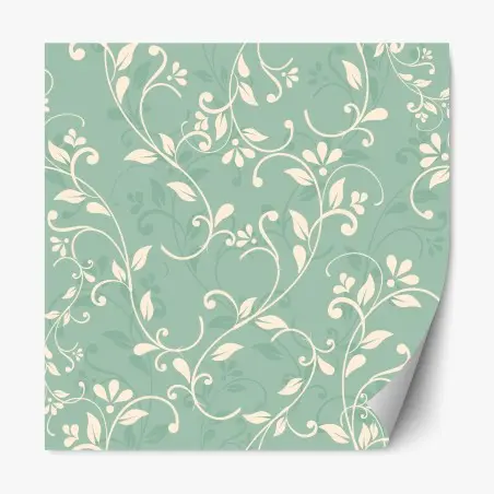 Adesivo riposizionabile motivo floreale elegante in verde menta • Wallissimo®