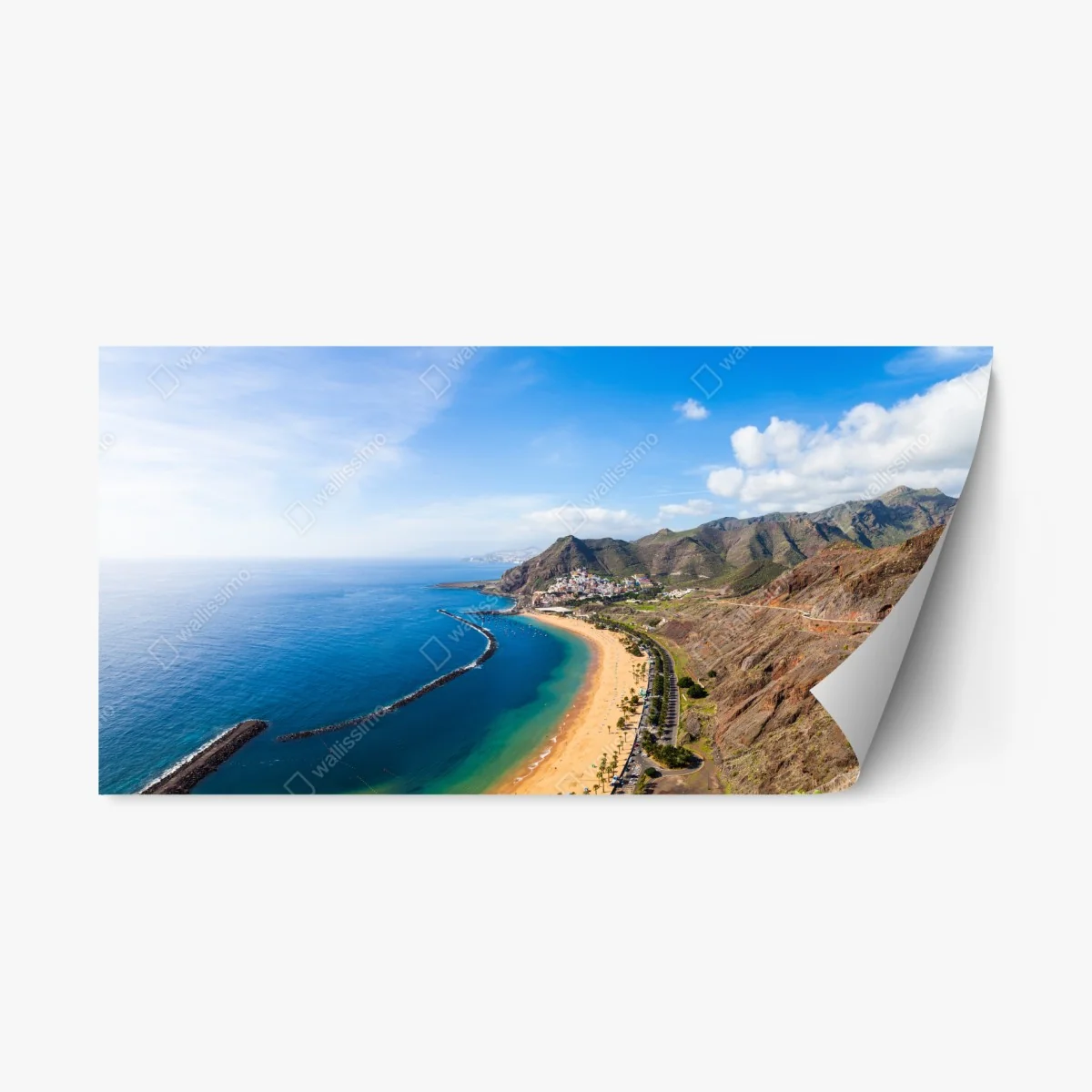 Adesivo riposizionabile panorama costiero di Las Teresitas, Tenerife • Wallissimo® Adesivo riposizionabile panorama costiero di Las Teresitas, Tenerife • Wallissimo®