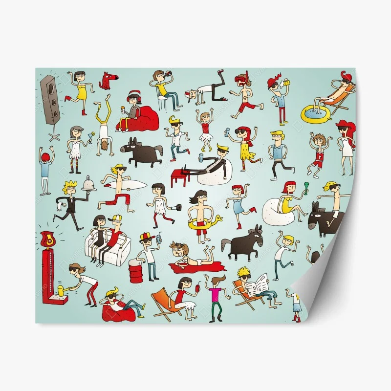 Adesivo riposizionabile illustrazione cartoon di festa estiva