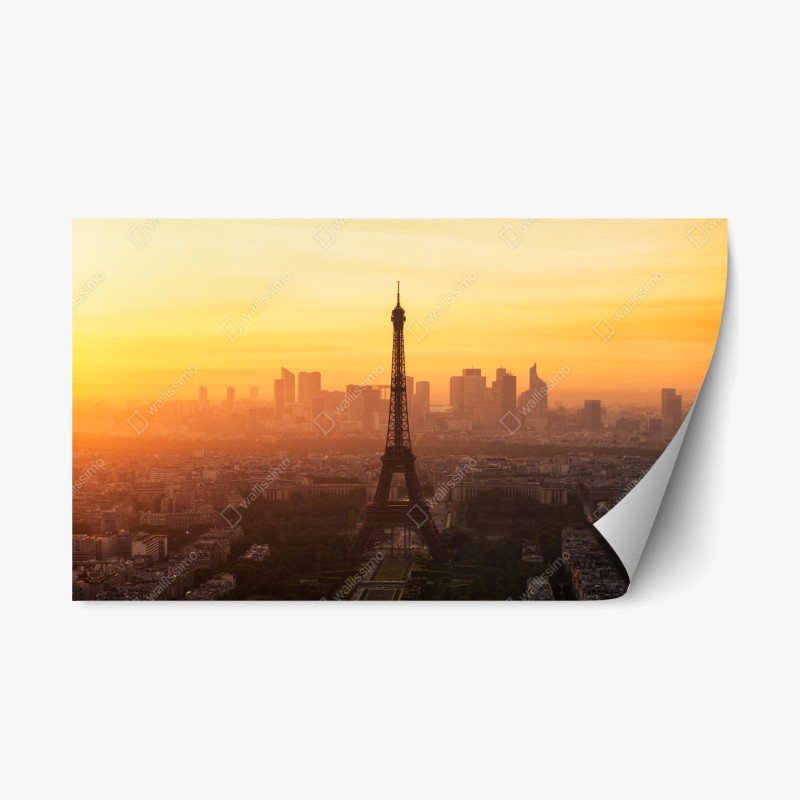 Adesivo riposizionabile tramonto dorato sulla Torre Eiffel a Parigi