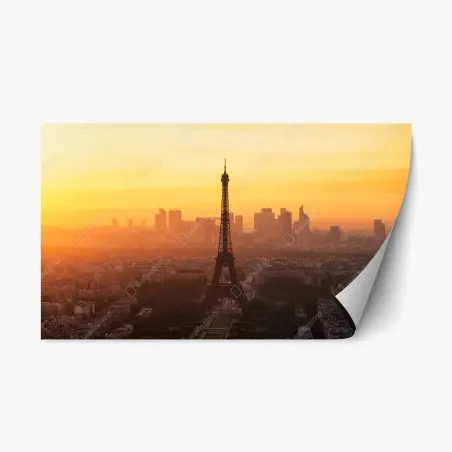Adesivo riposizionabile tramonto dorato sulla Torre Eiffel a Parigi • Wallissimo®