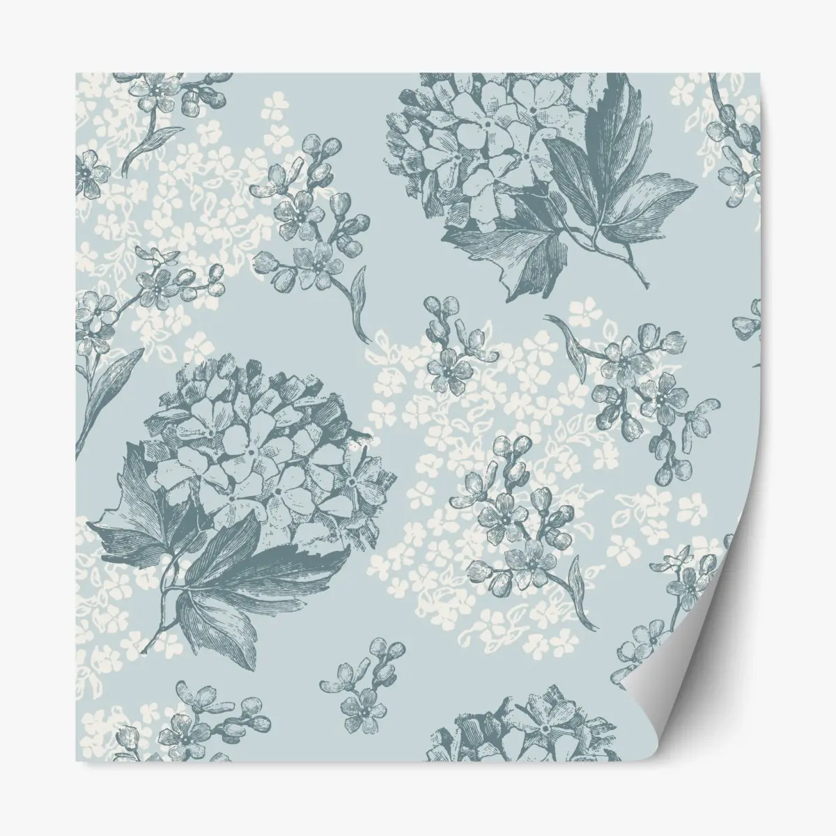 Adesivo riposizionabile eleganza floreale in azzurro pastello • Wallissimo®