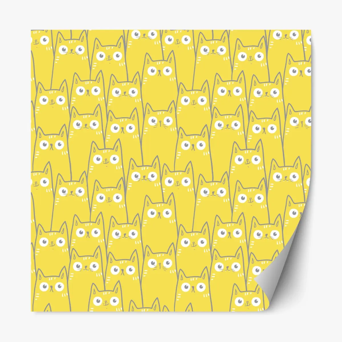 Adesivo riposizionabile pattern di gatti gialli dal design minimalista • Wallissimo®