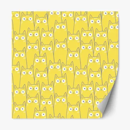 Adesivo riposizionabile pattern di gatti gialli dal design minimalista • Wallissimo®