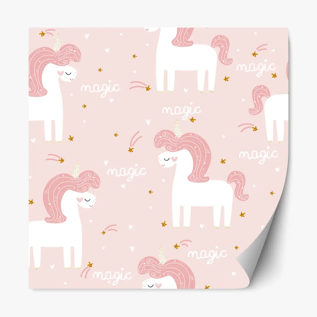 Adesivo riposizionabile motivo magico di unicorni rosa • Wallissimo® Adesivo riposizionabile motivo magico di unicorni rosa • Wallissimo®