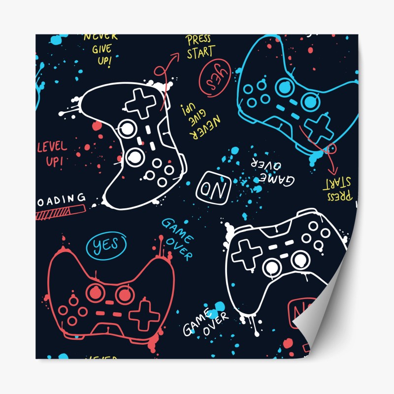 Adesivo riposizionabile motivo controller colorati per decorazione murale